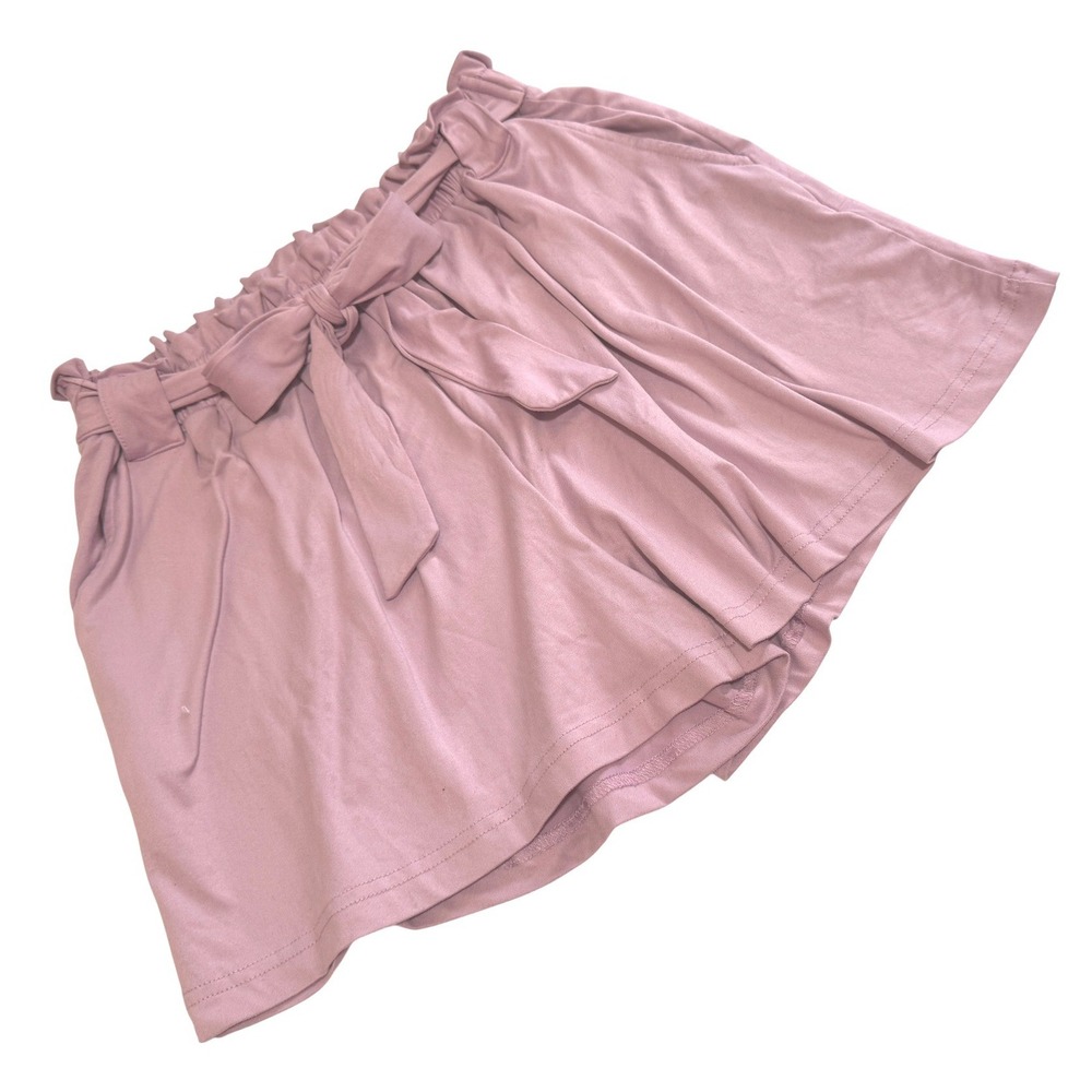 Full Circle Trends Purple Paperbag Waist Shorts Tie Belt Womens Large